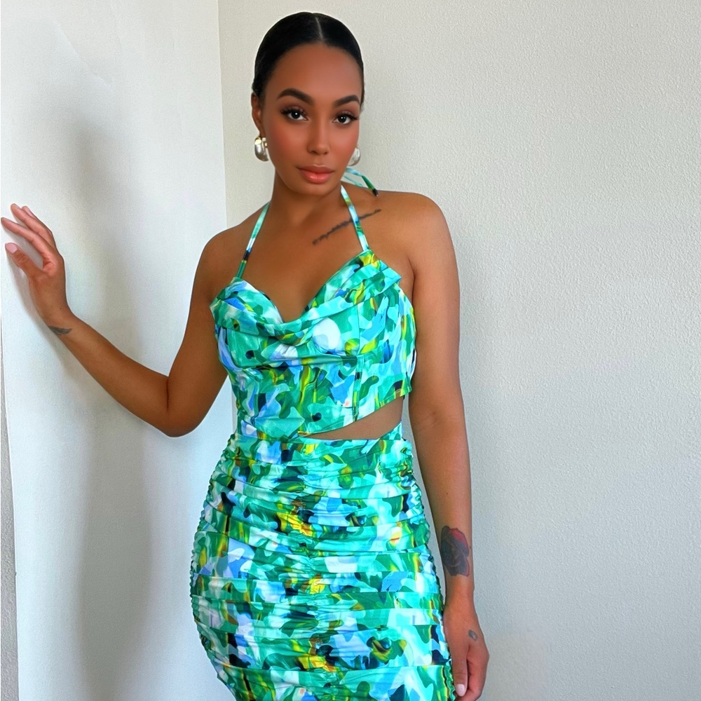 Vibrant Green Halter Dress